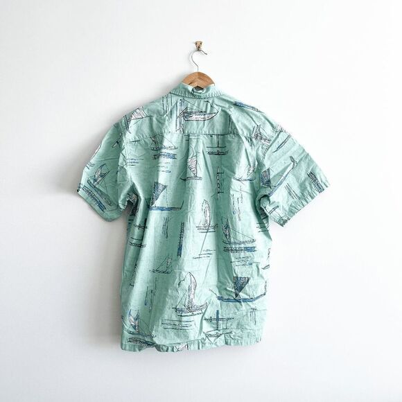 Cooke Street Honolulu Mens Button Down Shirt Printed Light Green Large - Picture 2 of 6